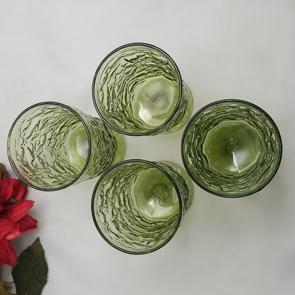 Anchor Hocking Milano Avacado Green Footed Tumblers - Picture 2 of 16